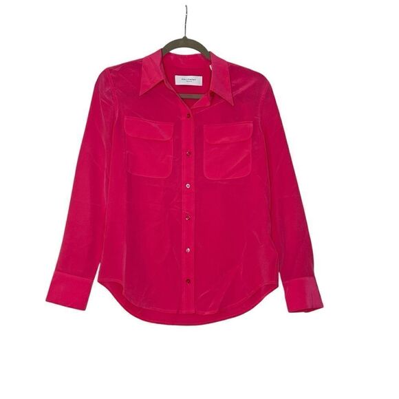 Equipment Slim Signature Pink Silk Long Sleeve Button Up Shirt | Size S - Picture 2 of 10
